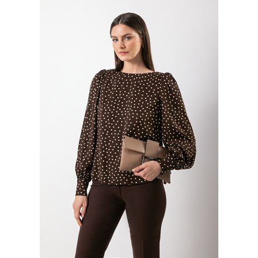 Brązowa bluzka w grochy z wiskozy ze sklepu Molton w kategorii Bluzki damskie - zdjęcie 165708783