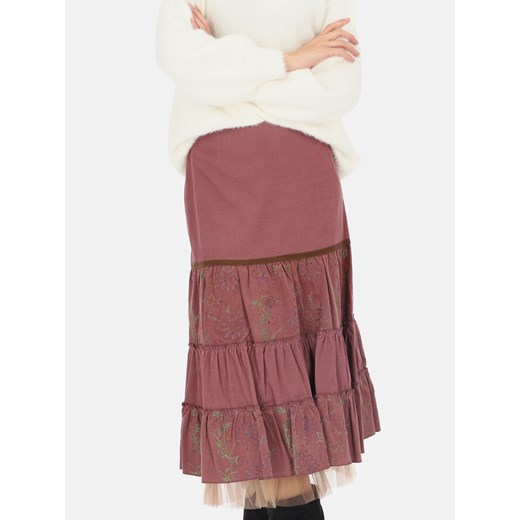 Sztruksowa spódnica z falbankami Potis & Verso Depesz ze sklepu Eye For Fashion w kategorii Spódnice - zdjęcie 165709254