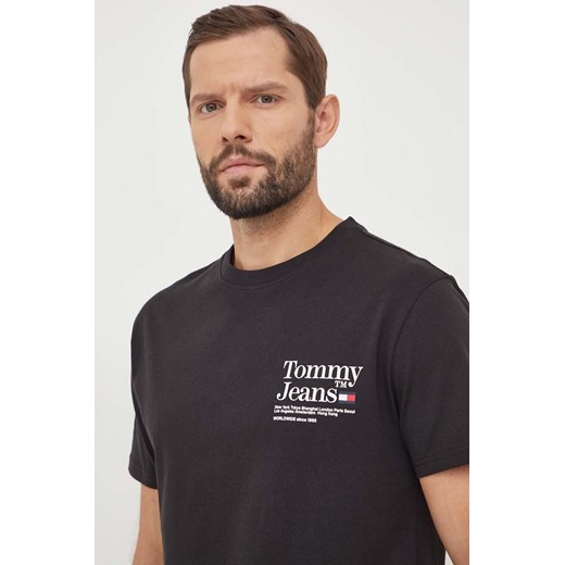 Tommy Jeans t-shirt bawełniany męski kolor czarny z nadrukiem DM0DM18870 ze sklepu ANSWEAR.com w kategorii T-shirty męskie - zdjęcie 165709954
