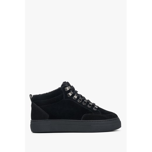 Estro: Czarne sneakersy damskie na zimę z nubuku ze sklepu Estro w kategorii Trampki damskie - zdjęcie 165711303