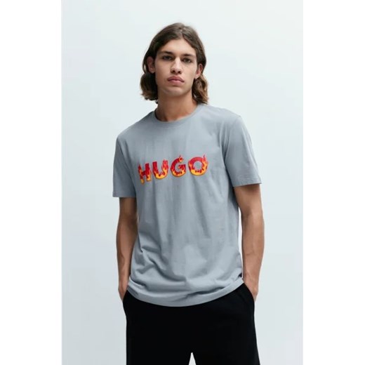 T-shirt męski szary Hugo Boss z krótkimi rękawami 