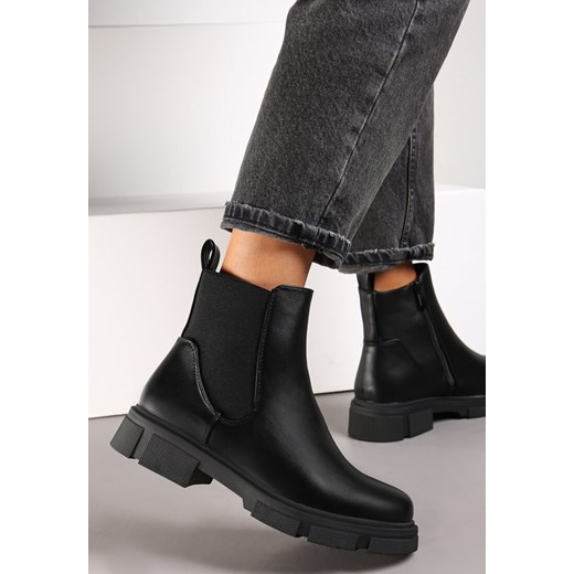Czarne Botki Sztyblety z Elastyczną Wstawką Faphe Renee 41 okazja renee.pl