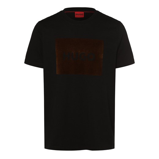 HUGO T-shirt męski Mężczyźni Bawełna czarny nadruk ze sklepu vangraaf w kategorii T-shirty męskie - zdjęcie 165716842
