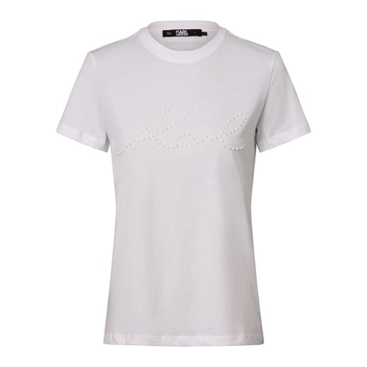 KARL LAGERFELD T-shirt damski Kobiety Bawełna biały jednolity ze sklepu vangraaf w kategorii Bluzki damskie - zdjęcie 165716911