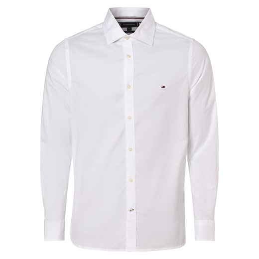 Tommy Hilfiger Koszula męska Mężczyźni Slim Fit Bawełna biały jednolity ze sklepu vangraaf w kategorii Koszule męskie - zdjęcie 165717072