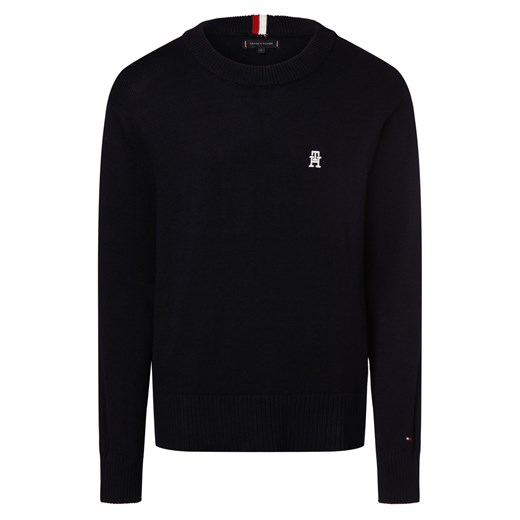 Tommy Hilfiger Sweter męski Mężczyźni Bawełna granatowy jednolity ze sklepu vangraaf w kategorii Swetry męskie - zdjęcie 165717084