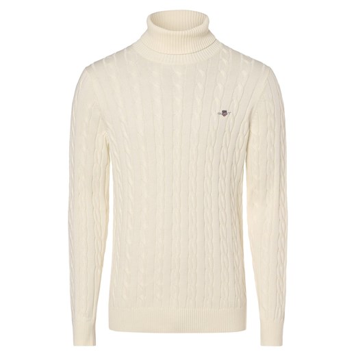 Gant Sweter męski Mężczyźni Bawełna écru jednolity ze sklepu vangraaf w kategorii Swetry męskie - zdjęcie 165717163