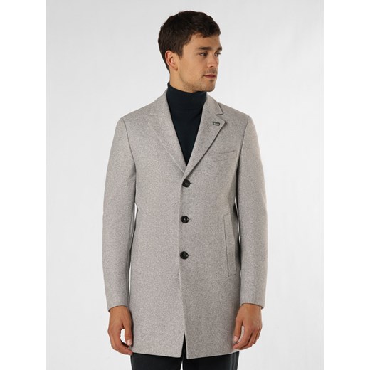 Finshley & Harding London Męski płaszcz wełniany Mężczyźni Sztuczne włókno jasny szary marmurkowy ze sklepu vangraaf w kategorii Płaszcze męskie - zdjęcie 165717413