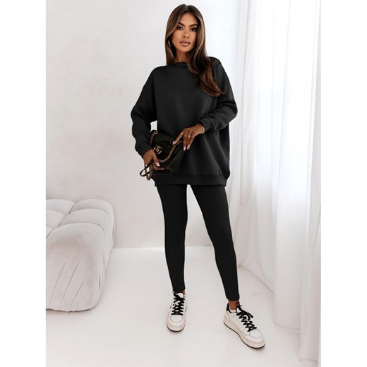 Komplet dresowy bluza i legginsy prążkowane LIVI - czarny Magmac one size wyprzedaż magmac.pl