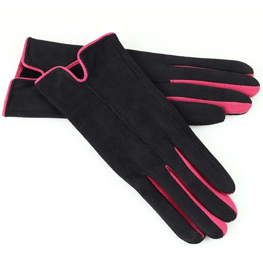 Rękawiczki damskie dwukolorowe - MARCO MAZZINI - czarny ze sklepu Verostilo w kategorii Rękawiczki damskie - zdjęcie 165743773
