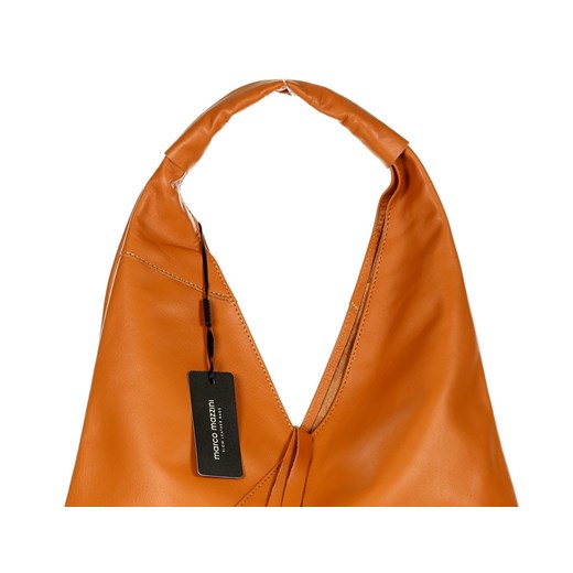 Miejska torba shopper bag z gładkiej skóry leather MARCO MAZZINI brąz camel Mazzini uniwersalny okazja Verostilo