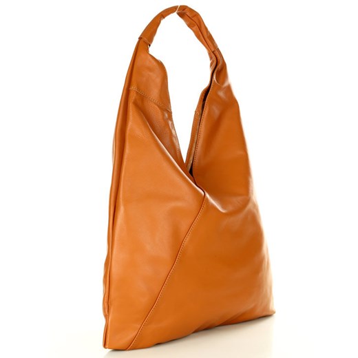 Miejska torba shopper bag z gładkiej skóry leather MARCO MAZZINI brąz camel Mazzini uniwersalny wyprzedaż Verostilo