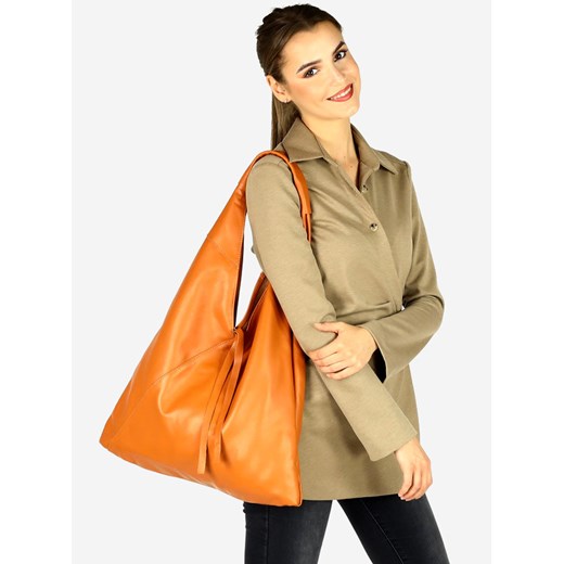 Miejska torba shopper bag z gładkiej skóry leather MARCO MAZZINI brąz camel Mazzini uniwersalny Verostilo okazja