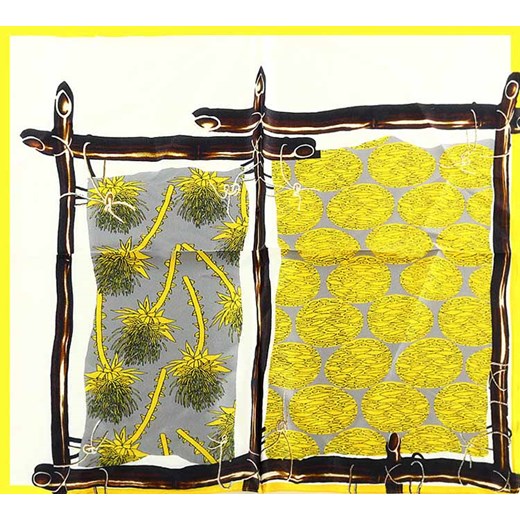 Chusta jedwabna gawroszka damska 53 x 53 cm  - MARCO MAZZINI żółty z czarnym ze sklepu Verostilo w kategorii Szaliki i chusty damskie - zdjęcie 165744284