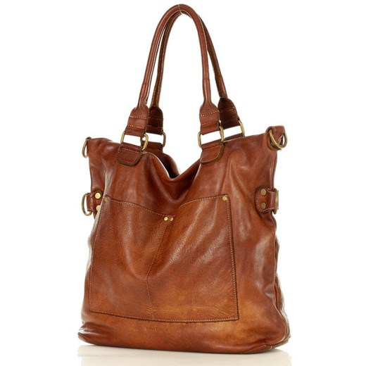 Torebka skórzana XL shopper vintage bag z kieszeniami vera pelle - MARCO MAZZINI uniwersalny Verostilo promocja