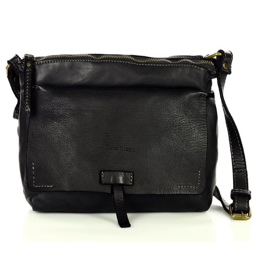 MARCO MAZZINI Torebka skórzana messenger retro bag czarny uniwersalny okazja Verostilo