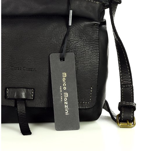 MARCO MAZZINI Torebka skórzana messenger retro bag czarny uniwersalny Verostilo okazyjna cena