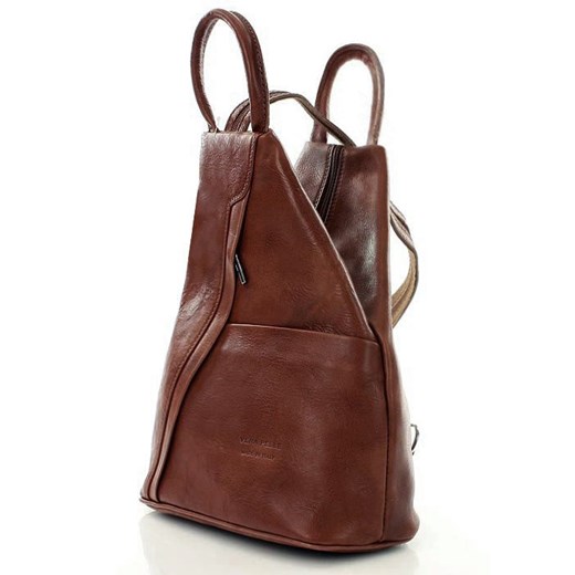 Kultowy plecak damski vegetable leather - MARCO MAZZINI brąz ze sklepu Verostilo w kategorii Plecaki - zdjęcie 165744800