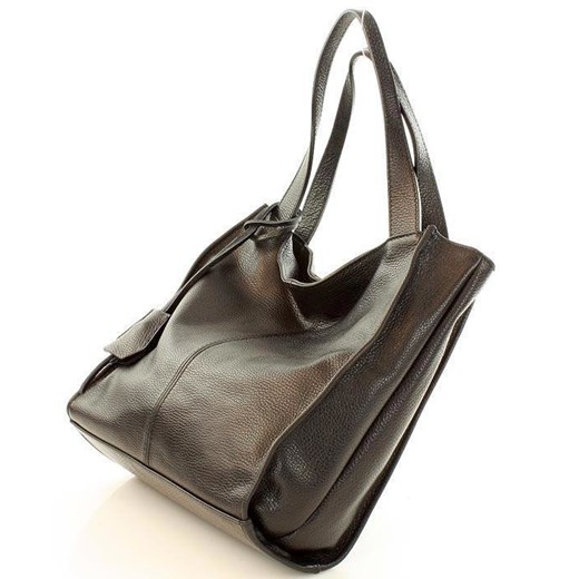 Modna torebka damska skórzany shopper bag - MARCO MAZZINI Portofino Max czarny Genuine Leather uniwersalny Verostilo okazja