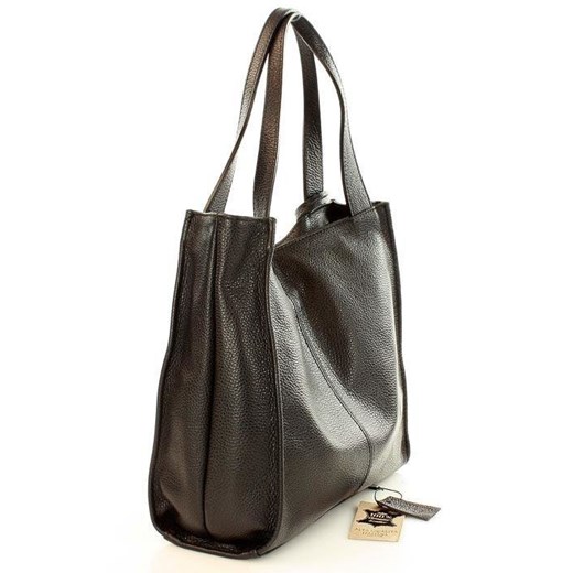 Modna torebka damska skórzany shopper bag - MARCO MAZZINI Portofino Max czarny Genuine Leather uniwersalny wyprzedaż Verostilo