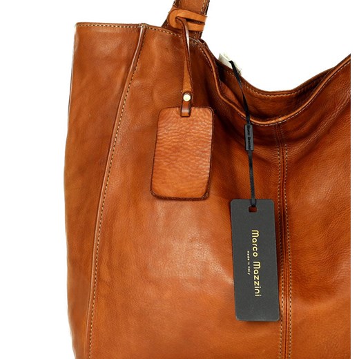 MARCO MAZZINI Torebka miejski shopper bag skóra naturalna handmade camel uniwersalny okazja Verostilo