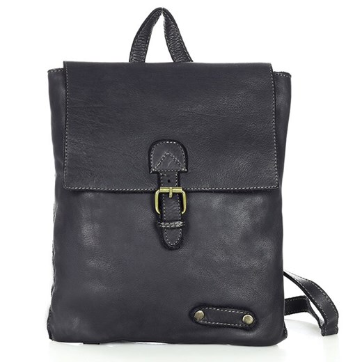Plecak skórzany damski w oryginalnym stylu - MARCO MAZZINI czarny ze sklepu Verostilo w kategorii Plecaki - zdjęcie 165745670