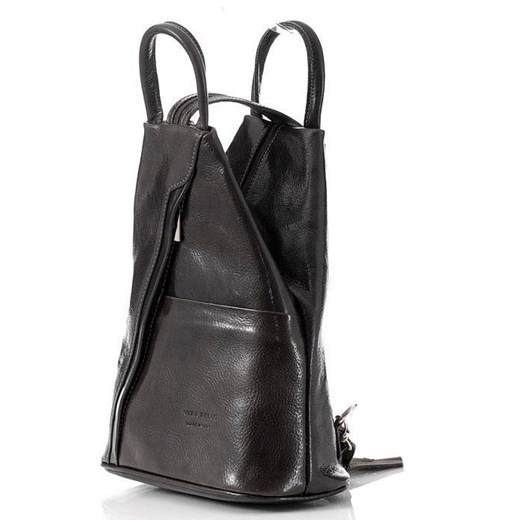 Kultowy plecak damski vegetable leather - MARCO MAZZINI czarny ze sklepu Verostilo w kategorii Plecaki - zdjęcie 165745950