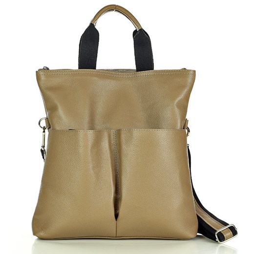 Nowoczesna torebka skórzana MAZZINI - Gala New beż taupe ze sklepu Verostilo w kategorii Torby Shopper bag - zdjęcie 165747040