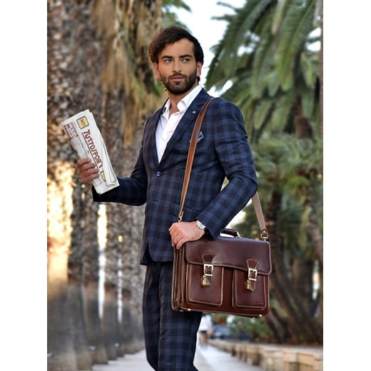 Teczka męska vintage handmade MARCO MAZZINI - skóra naturalna - CIRO Classic uniwersalny Verostilo okazja