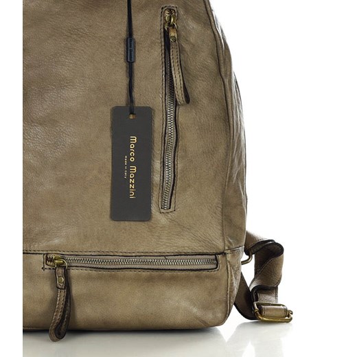 Marco Mazzini Plecak genuine leather handmade classic beż taupe uniwersalny okazyjna cena Verostilo