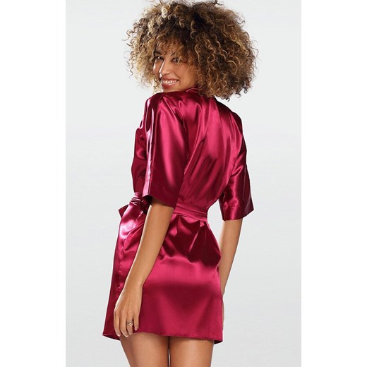 Szlafrok satynowy bordowy 90, Kolor bordowy, Rozmiar XS, DKaren ze sklepu Intymna w kategorii Szlafroki damskie - zdjęcie 165749223