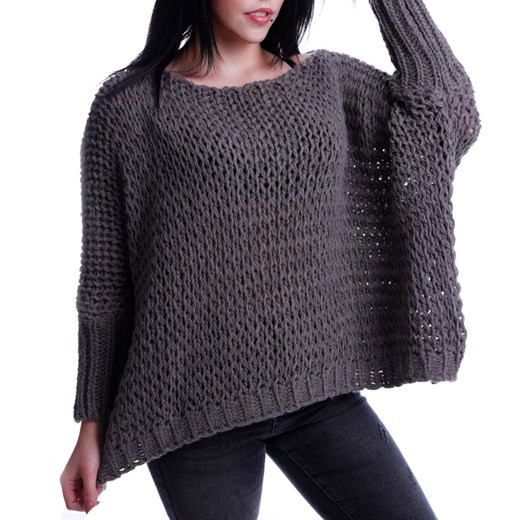 Szaryoversizowy luźny sweter Minouu /H UB650 L732/ ze sklepu Pantofelek24.pl w kategorii Swetry damskie - zdjęcie 165750424