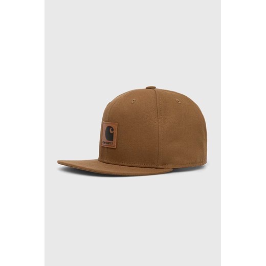 Carhartt WIP czapka z daszkiem bawełniana Logo Cap kolor brązowy z aplikacją I023099.HZXX ze sklepu PRM w kategorii Czapki z daszkiem męskie - zdjęcie 165753803
