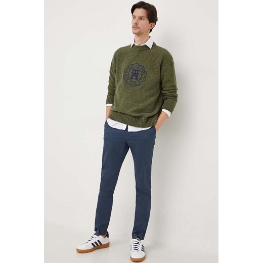 Tommy Hilfiger sweter wełniany męski kolor zielony Tommy Hilfiger S ANSWEAR.com