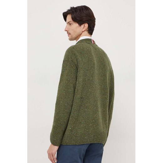 Tommy Hilfiger sweter wełniany męski kolor zielony Tommy Hilfiger S ANSWEAR.com