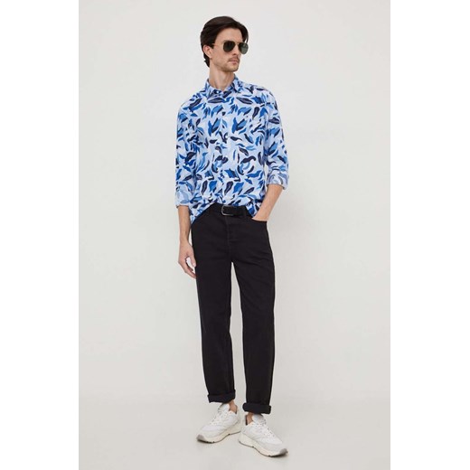 Tommy Hilfiger koszula bawełniana męska kolor niebieski regular z kołnierzykiem klasycznym MW0MW33824 ze sklepu ANSWEAR.com w kategorii Koszule męskie - zdjęcie 165756180
