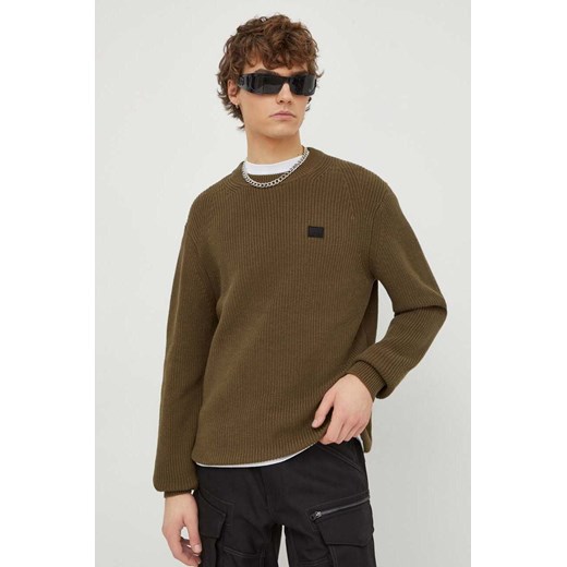 G-Star Raw sweter bawełniany kolor zielony ze sklepu ANSWEAR.com w kategorii Swetry męskie - zdjęcie 165756530