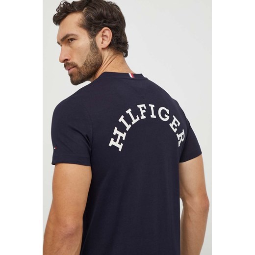 Tommy Hilfiger t-shirt bawełniany męski kolor granatowy z nadrukiem MW0MW33686 ze sklepu ANSWEAR.com w kategorii T-shirty męskie - zdjęcie 165756611