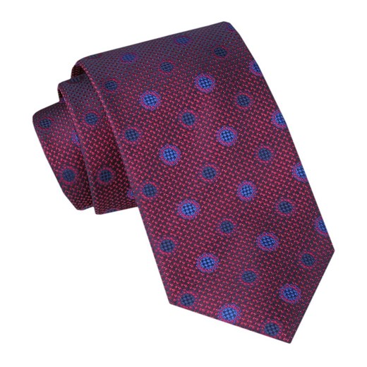 Męski Krawat - Alties - Czerwony w Niebieskie Groszki KRALTS1035 ze sklepu JegoSzafa.pl w kategorii Krawaty - zdjęcie 165783691