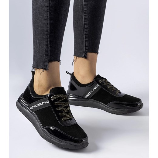 Czarne skórzane sneakersy Castelfidardo ze sklepu gemre w kategorii Półbuty damskie - zdjęcie 165784221