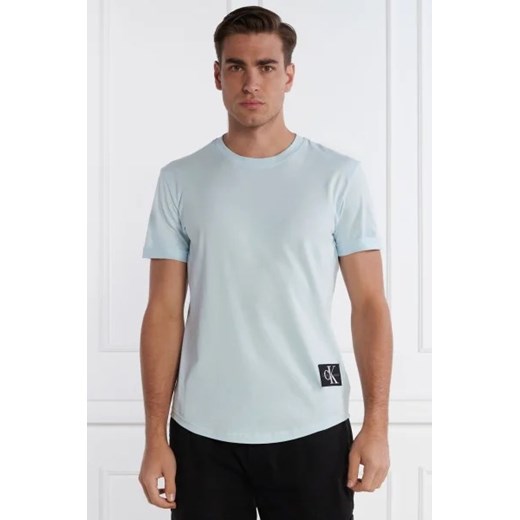 T-shirt męski Calvin Klein z krótkim rękawem niebieski bawełniany 