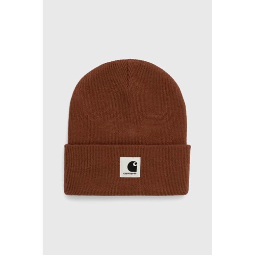 Carhartt WIP czapka Ashley Beanie kolor brązowy z grubej dzianiny I031970.1NMXX ze sklepu PRM w kategorii Czapki zimowe damskie - zdjęcie 165796761
