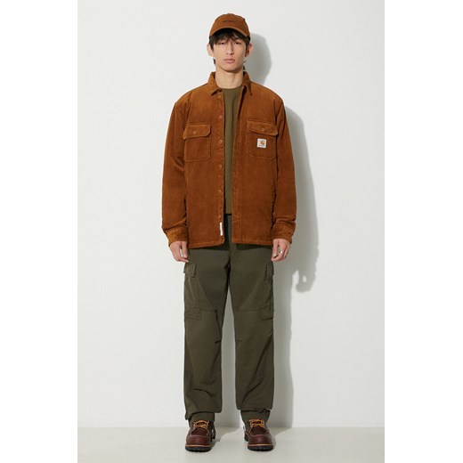 Carhartt WIP kurtka sztruksowa kolor brązowy przejściowa M PRM