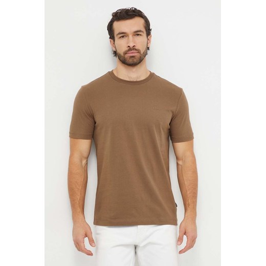 BOSS t-shirt bawełniany kolor brązowy 50468347 ze sklepu ANSWEAR.com w kategorii T-shirty męskie - zdjęcie 165797082