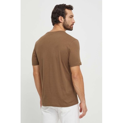 T-shirt męski BOSS HUGO brązowy bawełniany 