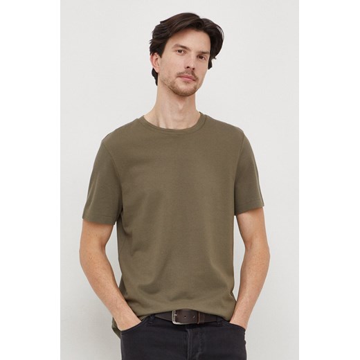 BOSS t-shirt męski kolor zielony gładki 50452680 ze sklepu ANSWEAR.com w kategorii T-shirty męskie - zdjęcie 165797123