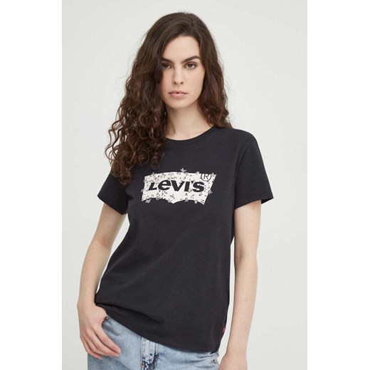 Levi&apos;s t-shirt bawełniany damski kolor czarny ze sklepu ANSWEAR.com w kategorii Bluzki damskie - zdjęcie 165800600
