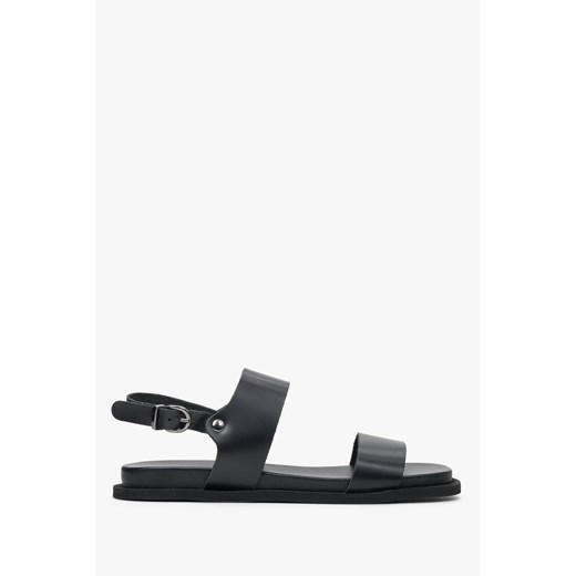 Estro: Czarne sandały damskie z włoskiej skóry naturalnej ze sprzączką ze sklepu Estro w kategorii Sandały damskie - zdjęcie 165803300