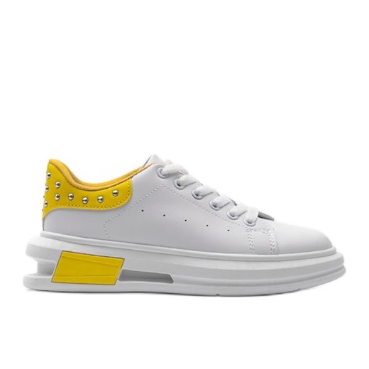 Biało żółte sneakersy damskie Taranto białe ze sklepu ButyModne.pl w kategorii Buty sportowe damskie - zdjęcie 165803682