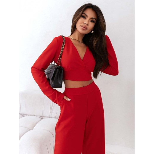 Elegancki komplet ze spodniami FAIZA - czerwony ze sklepu magmac.pl w kategorii Komplety i garnitury damskie - zdjęcie 165808742